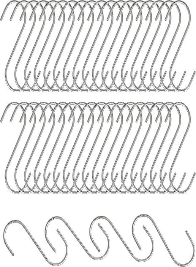 High-PQ 100Pack S Shaped Hooks, 3 Inch Stainless Steel Small Hooks for Hanging Plants, Towels, Bags, Pans, Pots Suitable for Kitchen, Office, Bathroom, Garden or Outdoor Activities-Silver - Image 1
