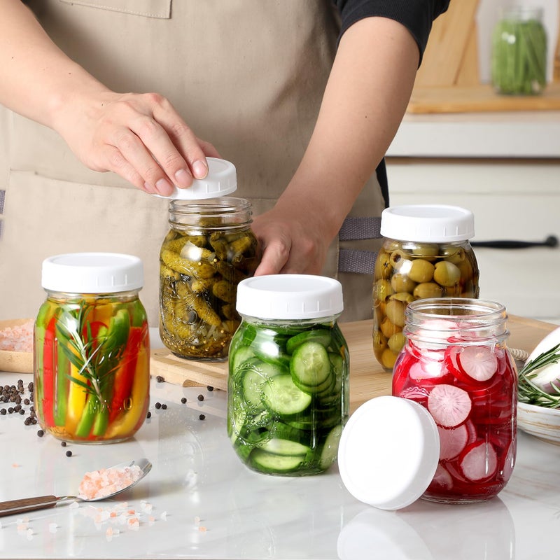 Aozita 12 Pack REGULAR MOUTH Mason Jar Lids for Compatible with Ball, Kerr Regualr Mouth Jars - Plastic Storage Caps for Mason Jars, Canning Jars - Leakproof, Dishwasher Safe & Food Grade - White - Image 4