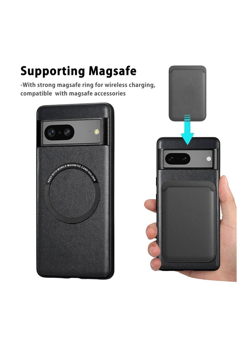 Captaintech Compatible Google Pixel 7A Magnetic Case,Slim Shockproof Soft PU Leather & Hard PC Full Protective Cover Google 7A 6.1”,Compatible with MagSafe Charging & Accessories,Pixel 7A Cases 2023 Black - Image 2