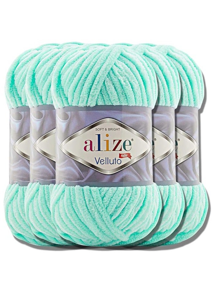 أليزا خيوط اليزا غزل صوف تركي فيليتو من اليز، 5 × 100 جرام، خيوط شينيل كبيرة الحجم للغاية من صوف الاطفال الناعم مناسبة للخياطة اليدوية للكروشيه، خيوط شينيل ناعمة، كرة XXL للاميجورومي (تركواز فاتح | 19)