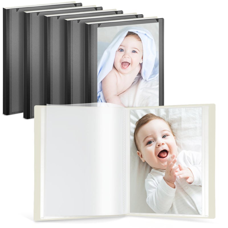 CRANBURY Small Photo Album 4x6 (Black), 6-Pack 4 x 6 Photo Book, 24 Pockets Shows 48 Pictures, Mini Plastic Picture Album Binders with Customizable Cover - Image 1