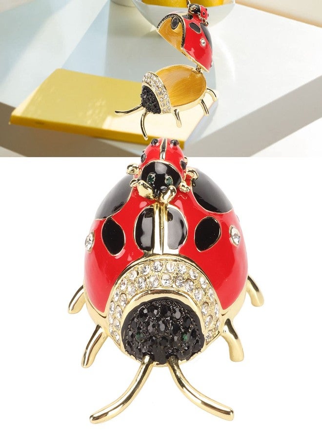 إستنك صندوق مجوهرات على شكل تمثال من إستينك، صندوق تخزين مجوهرات مطلي يدويًا بالمينا والكريستال الأحمر، مناسب للخواتم والأقراط، صناديق مجوهرات صغيرة لطيفة على شكل حيوانات، قابلة للتجميع لتزيين سطح المكتب، صندوق خواتم، هدية - Image 4