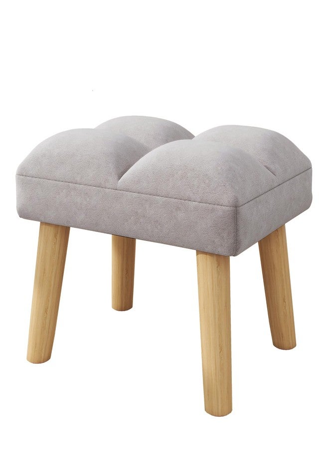 YMYNY Footstool, Small Ottoman Stool Chair with Wooden Legs, Modern Padded Sofa Seat Foot Rest Stool, Velvet Foot Stool, Sofa Footrest for Living Room Entryway 15.74"D×11.81"W×10.62"H Grey UHBD032G - Image 1