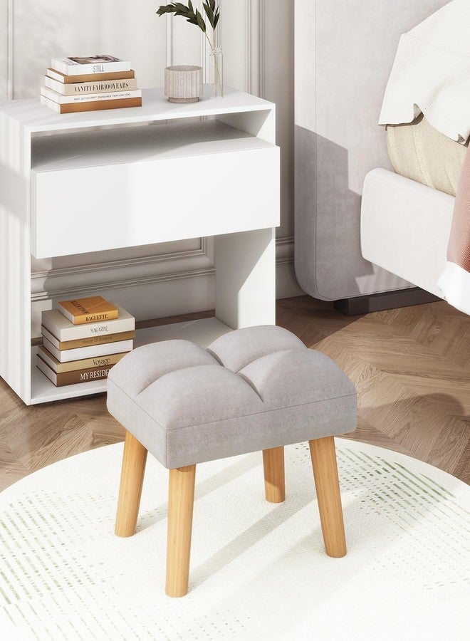 YMYNY Footstool, Small Ottoman Stool Chair with Wooden Legs, Modern Padded Sofa Seat Foot Rest Stool, Velvet Foot Stool, Sofa Footrest for Living Room Entryway 15.74"D×11.81"W×10.62"H Grey UHBD032G - Image 5