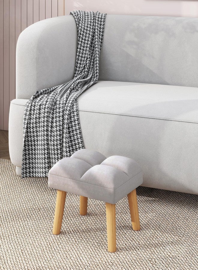 YMYNY Footstool, Small Ottoman Stool Chair with Wooden Legs, Modern Padded Sofa Seat Foot Rest Stool, Velvet Foot Stool, Sofa Footrest for Living Room Entryway 15.74"D×11.81"W×10.62"H Grey UHBD032G - Image 3