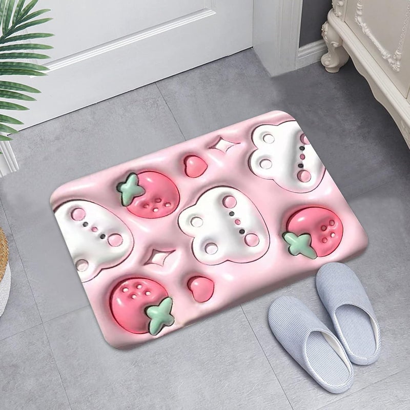 comfrt 3D Vision Front Doormats Entryway Doormat, Bathroom Rug Mat, Soft and Absorbent Soft Diatom Mud Bath Rugs, Expansion Small Flower 3D Vision Bathroom Toilet Non-Slip Floor Mat (I) - Image 1