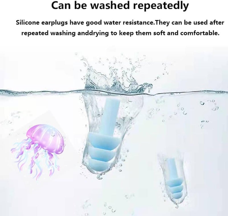 VORVEN Reusable Silicone Earplugs, Noise Reduction Ear Plugs, Suitable for Sleeping, Swimming, Snoring, Concerts, Airplanes, Travel, Work -3 Pair Random Color - Image 5