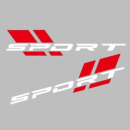 Pincuttee Sport Letter Decal for CarReflective Car Sticker and DecalCar BodyRearBumperDoor Decals16inch Vechiles StickerAutomotive Exterior Sticker2PCRedWhite - Image 1