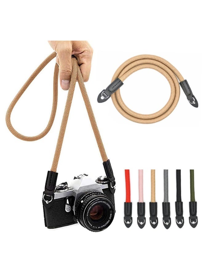 Camera Strap Vintage Nylon Climbing Rope Cam era Neck Shoulder Strap for Micro Single and DSLR Camera, Brown, 105cm - Image 1