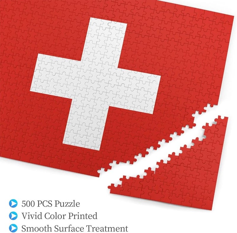 لغز العلم السويسري 500 قطعة للكبار ديكور المنزل هدية حفلة عيد الميلاد - Image 3