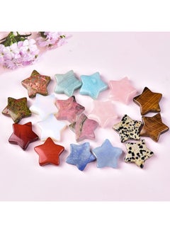 JIC Gem JIC Gem Natural Palm Stone Five Pointed Star Healing Crystal Worry Heart Love Carved Chakra Reiki Balancing  - Image 1