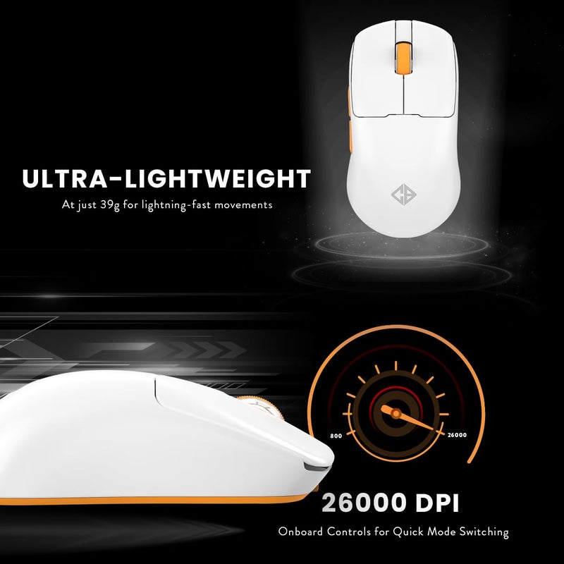 Cosmic Byte فأرة ألعاب ثلاثية الوضعية خفيفة الوزن 39 جرام من فيلوكس | مستشعر بيكس آرت PAW3395 | 26,000 DPI | 650 IPS | تسارع 50G | كابل بارا كورد | أقدام PTFE | 1000Hz استجابة | بطارية 230mAh (أبيض) - Image 4