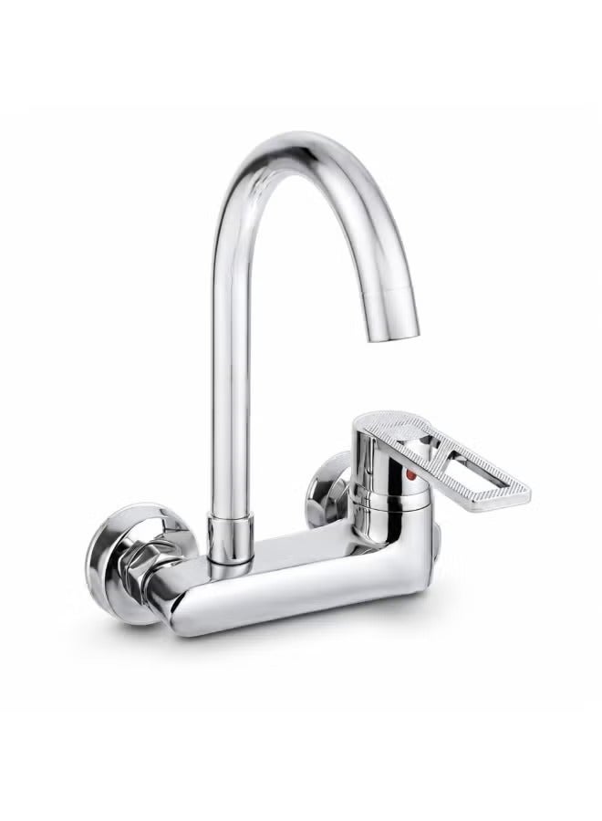 JAMS Kitchen Wall Mount Mixer Faucet Tape With Lever For Hot And Cold Water Chrome Color - Image 2