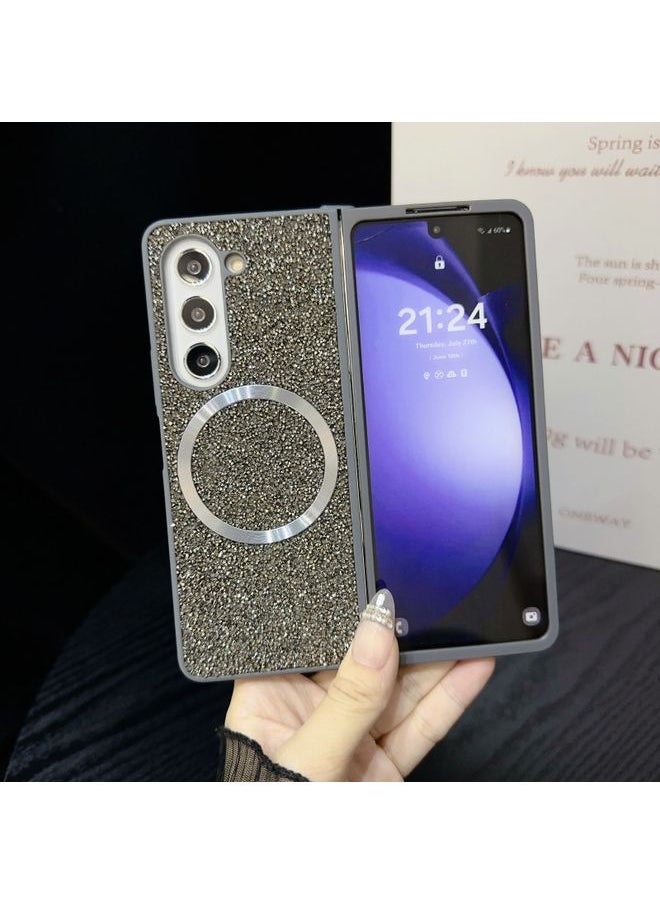 HuHa Case Cover For Samsung Galaxy Z Fold3 Glitter MagSafe PC Phone Case Silver 