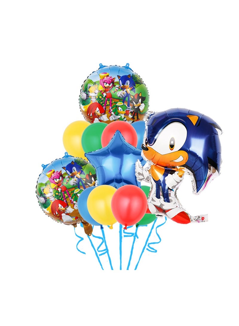 12pcs /set cartoon character anime balloon set for party supply cartoon Sonic themed birthday party decoration aluminum foil balloon set - Image 1