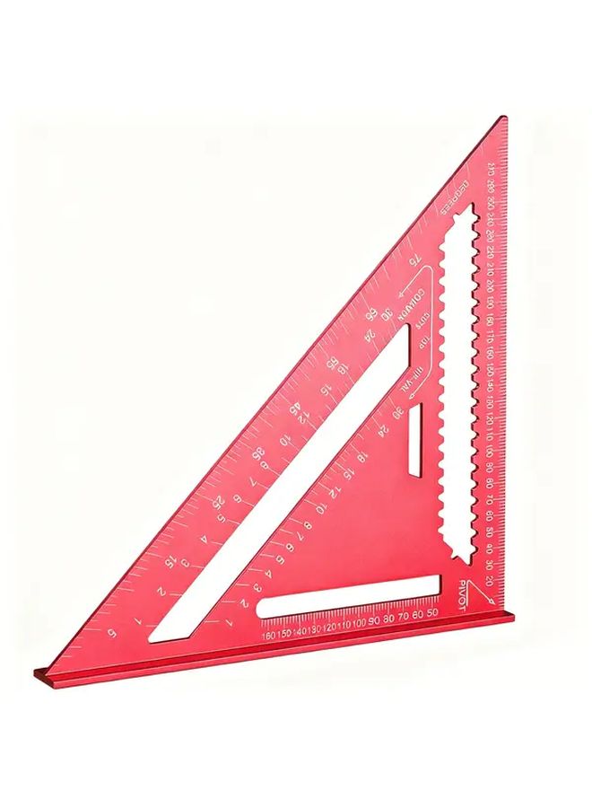Red Precision Aluminum Protractor Serrated Edge Woodworking Ruler DIY Tool - Image 1
