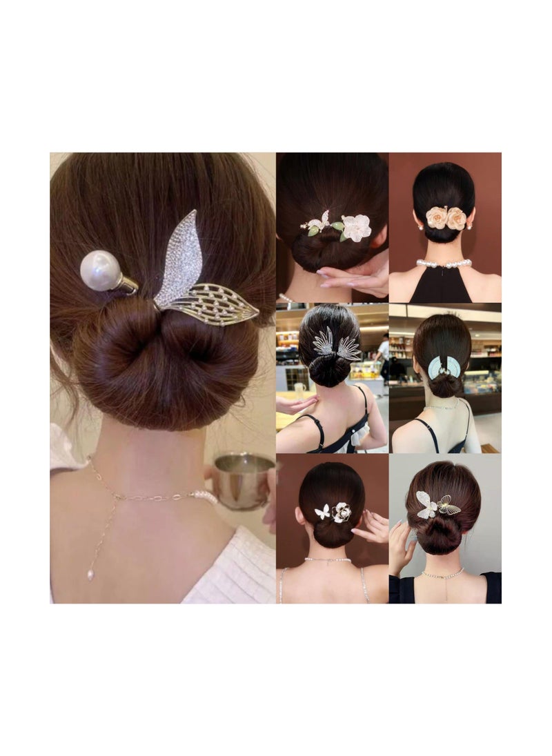 Excefore Ins Style Elegant Lazy Hair Curler, Crystal Hair Bun Maker, French Twist Hairstyle Bun Hair Accessories  - Image 3