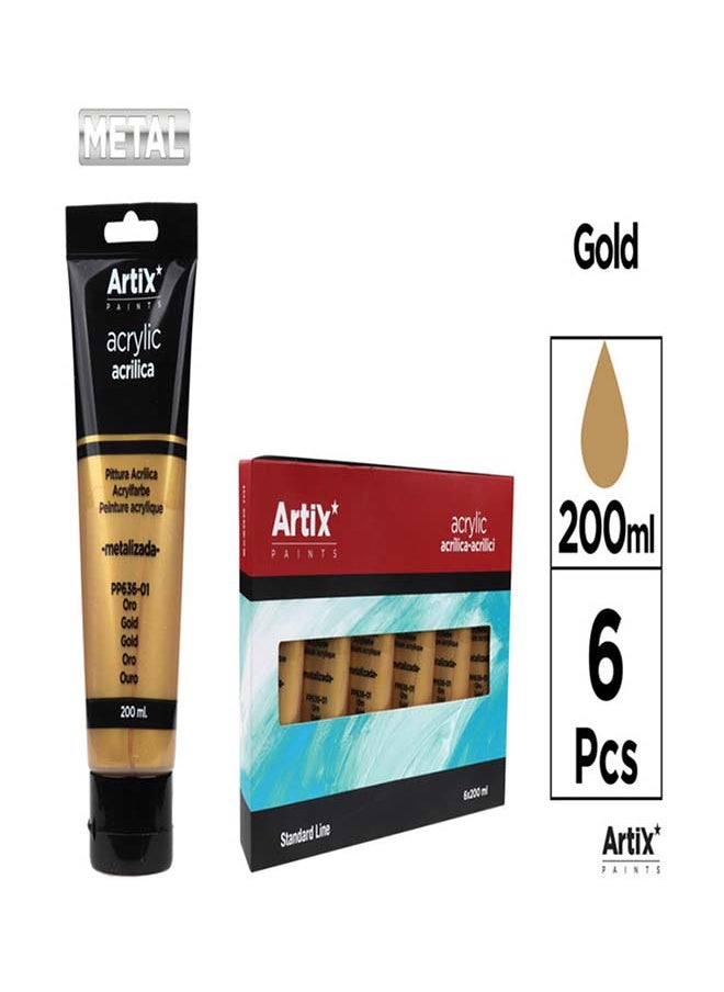 Artix Acrylic Paint Set - 6 x 200 ml-GOLD 