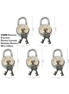 SATYAM Satyam Active 65MM8 Levers 3 Keys Hardened Shackle Padlock5pc  - Image 2