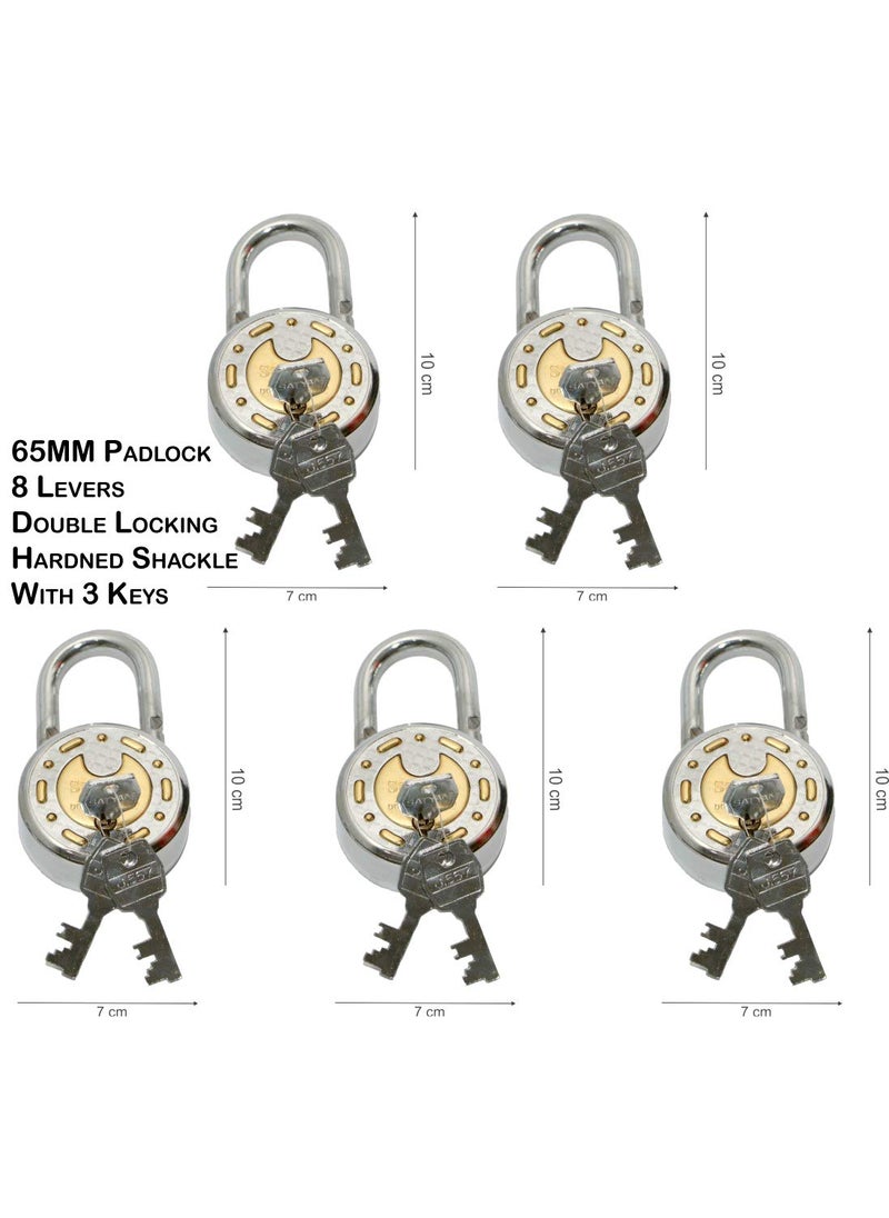 SATYAM - Satyam Active 65MM8 Levers 3 Keys Hardened Shackle Padlock5pc - Image 1