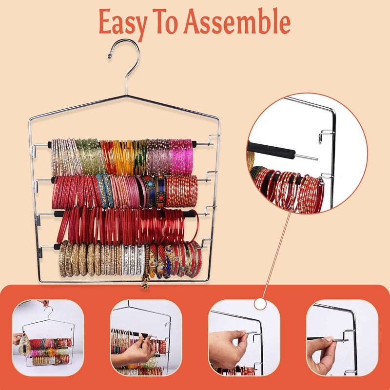 ROLLYWARE Stainless steel Bangle Hanger for Storage/Wall/Dressing Table, Made with 100% Stainless Steel, Anti- Slip, Durable & Sturdy, Holding Capacity of 400 Bangles or 35 Dozen - Image 3