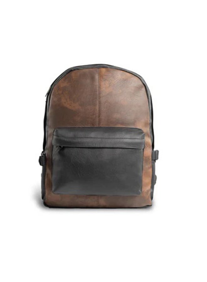 Versatile luxury leather backpack - Black * Brown - Image 1