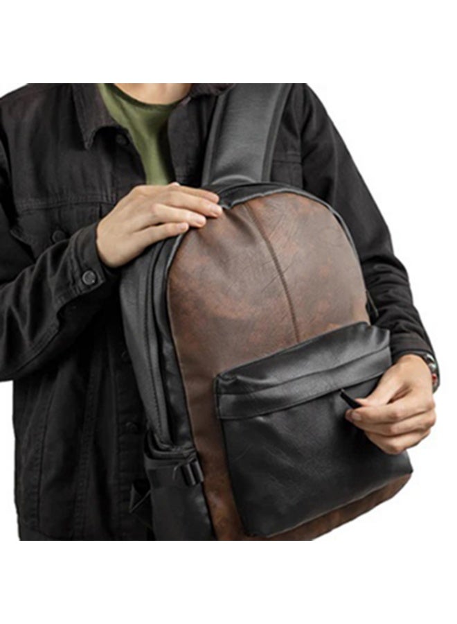 Versatile luxury leather backpack - Black * Brown - Image 3