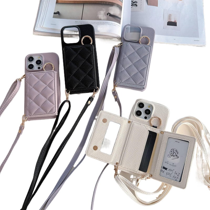 غطاء واقي، بنفسجي، حامل بطاقات, حماية من السقوط، مقاوم للصدمات لـ iPhone 16 / 16 Plus / 16 Pro / 16 Pro Max باللون البنفسجي - Image 3