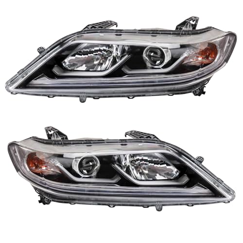 TRQ Headlight Assembly Set Headlights Driver & Passenger Side Compatible with 2016-2017 Honda Accord HO2502179 HO2503179 - Image 2