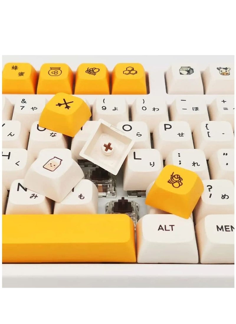 KASTWAVE - PBT Keycaps 140 Keys XDA Profile Keycaps Dye-Sub Japanese Honey Milk Keycap, ANSI Layout Keycap Suitable for Mechanical Gaming Keyboard Gateron Kailh Cherry MX Switches (Keycaps only) - Image 1