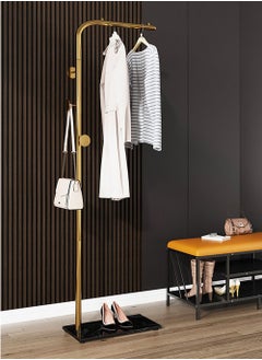 Metal Coat Rack Clothes Rack Garment Rack Clothing Rack Hangers Freestanding Entryway Coats Hanger Stand with 3 Hooks Home Hotel Retail Gold Colour H150xL45xW25 cm