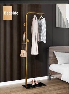 Merry Moments Metal Coat Rack Clothes Rack Garment Rack Clothing Rack Hangers Freestanding Entryway Coats Hanger Stand with 3 Hooks Home Hotel Retail Gold Colour H150xL45xW25 cm  - Image 4