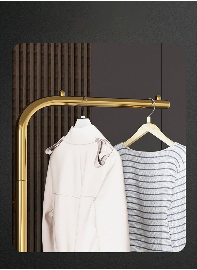 Merry Moments - Metal Coat Rack Clothes Rack Garment Rack Clothing Rack Hangers Freestanding Entryway Coats Hanger Stand with 3 Hooks Home Hotel Retail Gold Colour H150xL45xW25 cm - Image 1