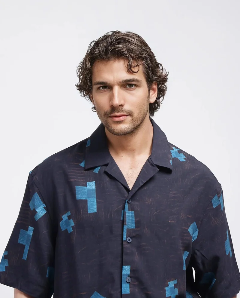 Rare Rabbit Men's Oversized Abstract Print Shirt