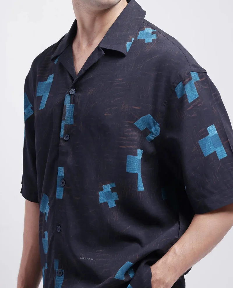 Rare Rabbit Men's Oversized Abstract Print Shirt