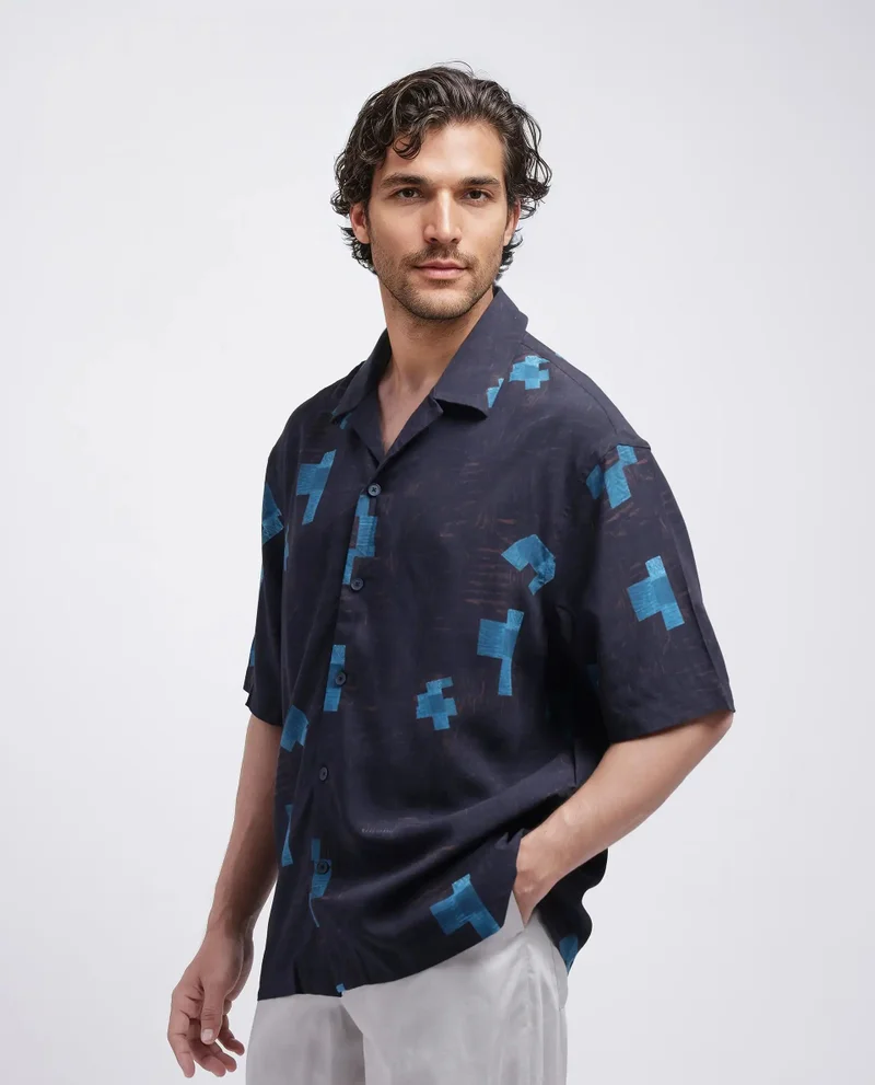 Rare Rabbit Men's Oversized Abstract Print Shirt