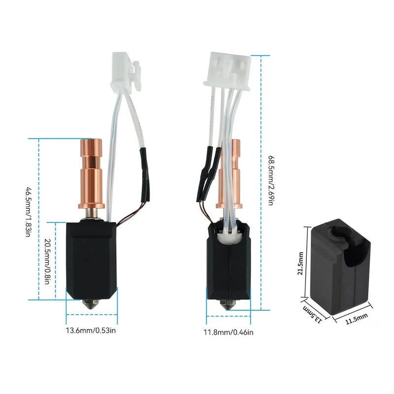 مجموعة إكسسوارات لطابعة 3D من Eujgoov لاستبدال الجزء الساخن (Hotend) لطابعة Kobra S1، مزودة برأس طباعة مصنوع من السيراميك (0.6 مم) - Image 2