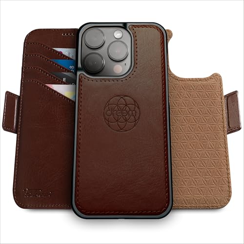 Dreem for iPhone 16 Pro Max Case Wallet, Revolutionary Phone Stand, Vegan Leather, MagSafe-Fit, Magnetic Detachable Flip Cover, RFID Blocking Card Holder, Gift-Box [Fibonacci:Coffee] - Image 3