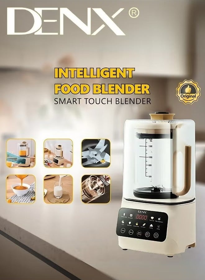 Denx Smart Food Blender, 600W Power, 1.5L Capacity, Touch-Operated, Quiet Blender for Smoothies, Soy Milk, Oatmeal Juice, and Hot Baby Food with Timer, Auto-Cleaning, and Noise Protection, Hot and Cold Kitchen Blender - Image 4