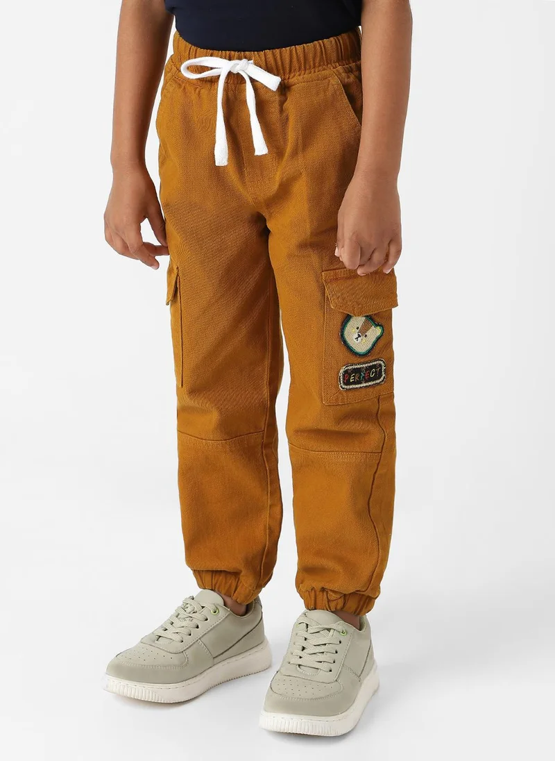 نوتيناتي Nautinati Boys Bear Patch Denim Cargo Style Joggers