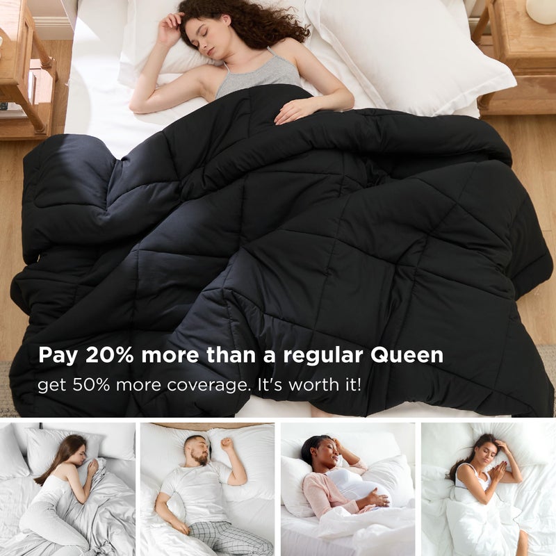 Bedsure Comforter Duvet Insert - Quilted Comforters Oversized King Size, All Season Duvet, GentleSoft Down Alternative Bedding, with 8 Tabs, Gifts for Women/Men, Black, Oversized King 116 x 98 Inches - Image 3