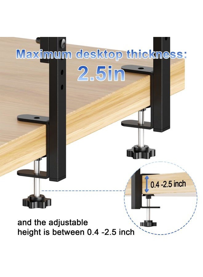 Spacrea clamp on Desk Shelf, 2 Tier Office Desk Shelves Organizer, Wood Desktop Supplies Storage Rack, Desk Organizers and Accessories (Wood) - Image 4