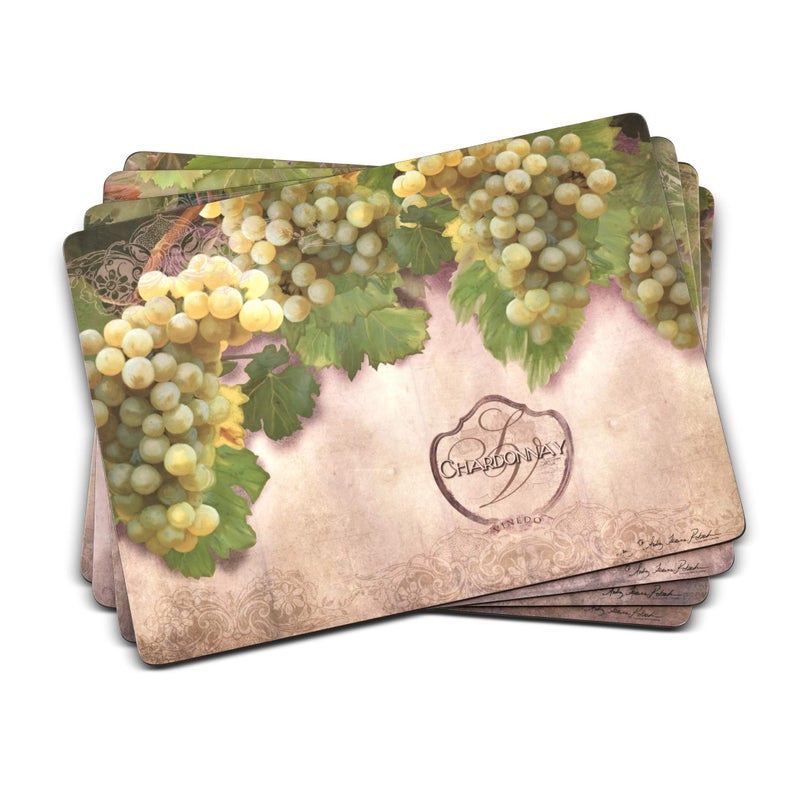 Pimpernel Tuscan Vineyard Placemats  Set of 4 Rectangular Cork Backed Table Mats with Rustic Vineyard Scene  Heat  Stain Resistant Dining Placemats for Wine Lovers or Mediterranean Table Decor