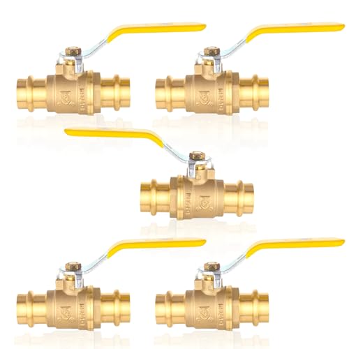 GUOFIS 34Inch Copper Press X Press Ball Valve for Copper TubingBrass Full Port Water Stop Shut Off Ball Valve14 Turn with EPDM OringPack of 5VALVE2435Pack - Image 1