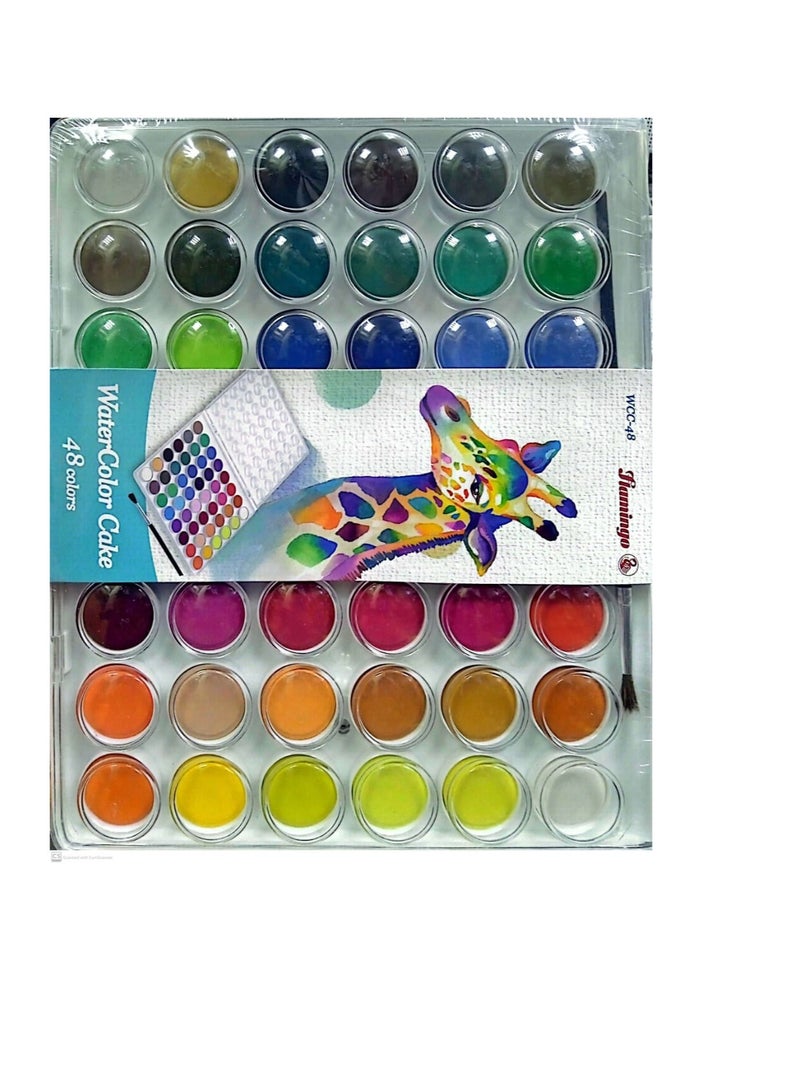 Flamingo 48-Pieces Water Color With Brush Set Multicolor - Image 2
