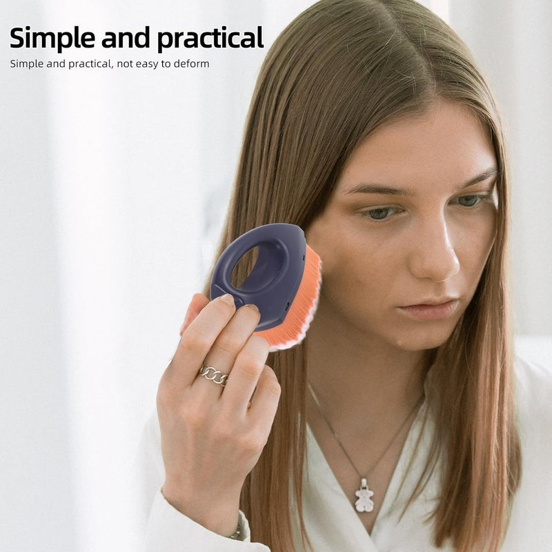 Ciieeo Foundation Brush Small Portable Liquid and Powder Makeup Brush with Cap Blue Handle Orange Gradient Bristles for Women Travel Cosmetics Application - Image 4