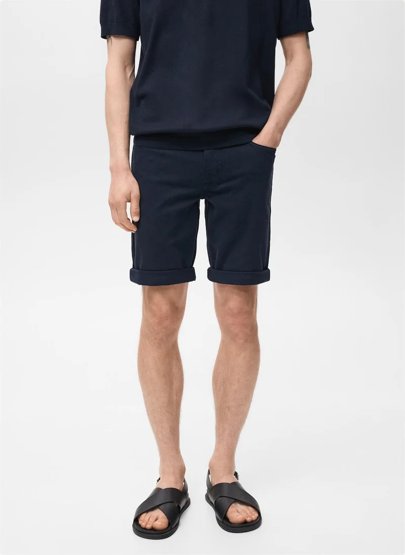 Mango Man Slim-Fit Denim Bermuda Shorts