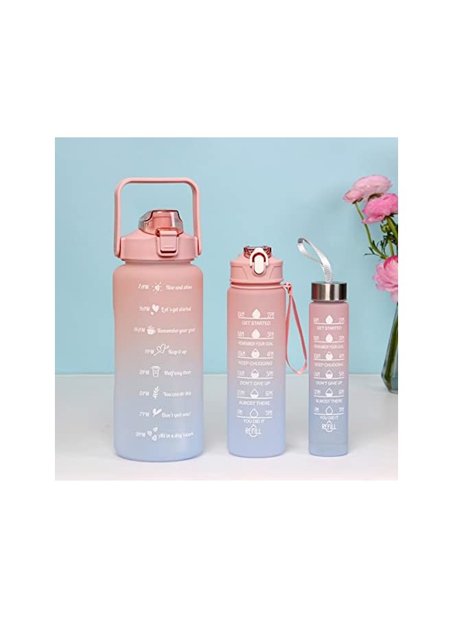 Zaboon Bottles Set Of 3 2000Ml+900Ml+500Ml Bpa Free Motivational Sports Water Bottle With Time Capacity Marker Big Large Gym Cycling Water Bottle Cup Jug For Kids School Outdoor Fitness - Image 3