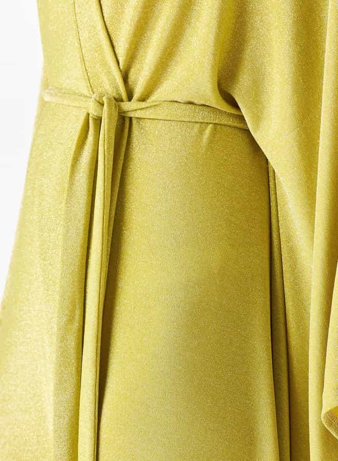 ايكونيك كيمونو طويل بارز الملمس برباط وحواف غير متماثلة من آيكونيك - Image 4