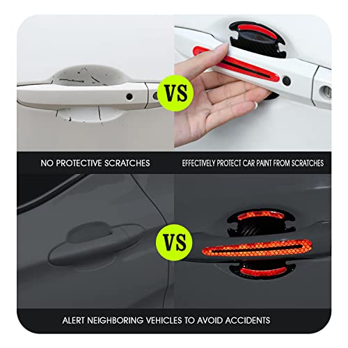 Buylogy® (Red) 8Pcs Universal 3D Car Door Handle Paint Scratch Protector, Reflective Stripe Stickers Anti-Scratch Car Outdoor Safety Warning Marker - Image 5